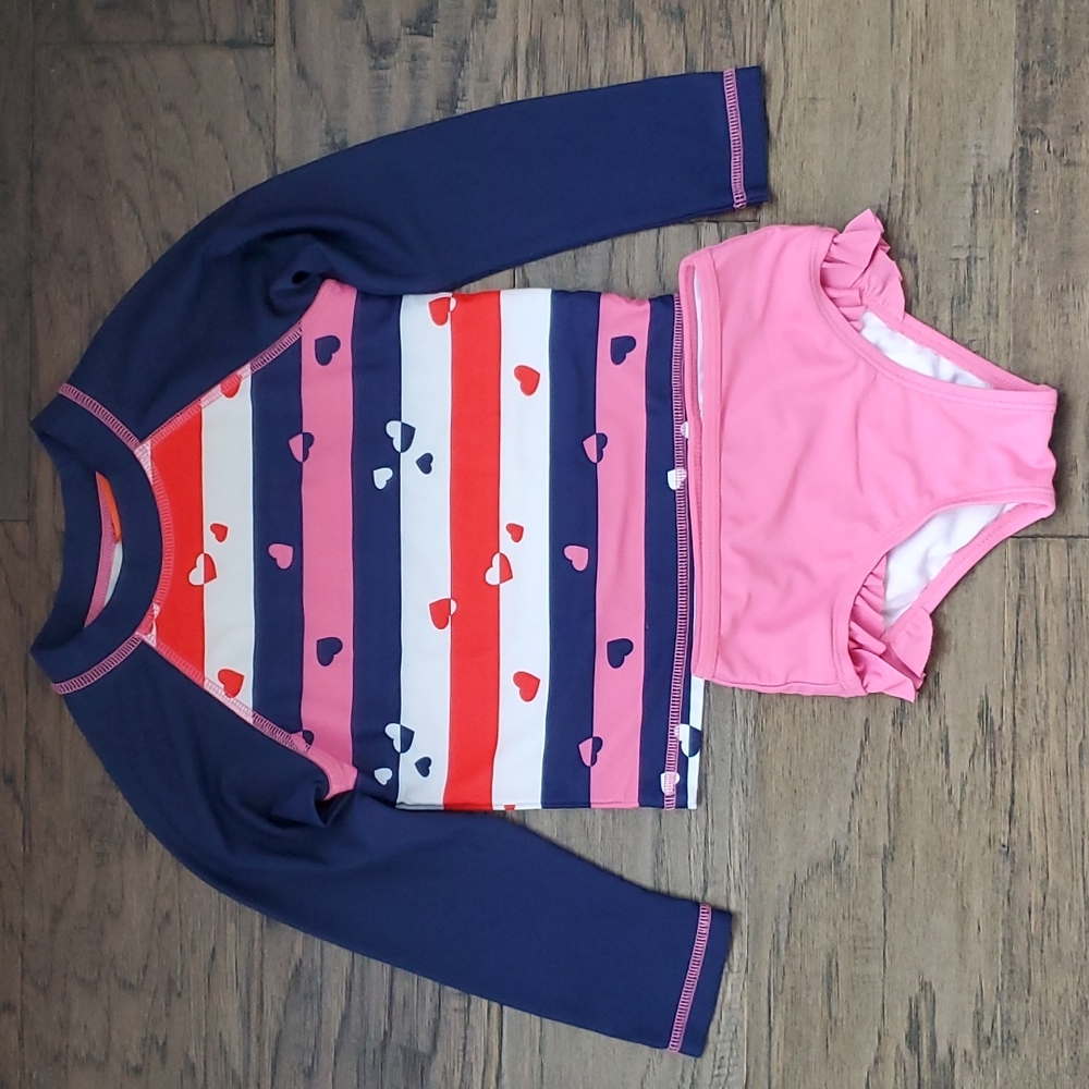 Toddler Girls' 2 Piece Rashguard Swimsuit Set